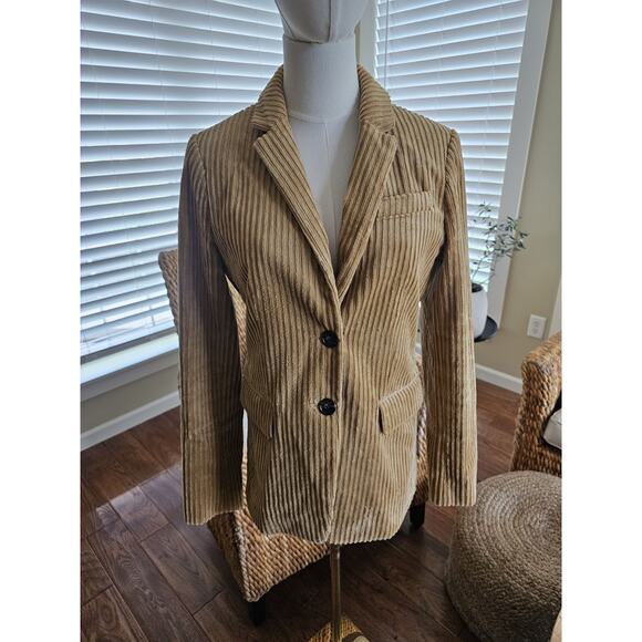 J.Crew Corduroy Blazer Jacket Womens Size 4 Tan Lined Career Academia Preppy - Picture 1 of 9